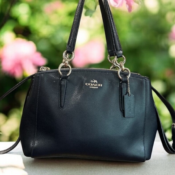Coach Pebbled NAVY Leather Tote With Crossbody Strap - Picture 6 of 9